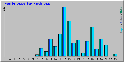 Hourly usage for March 2025