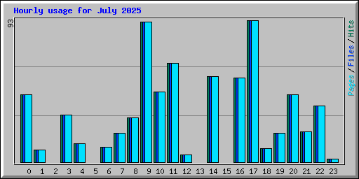 Hourly usage for July 2025